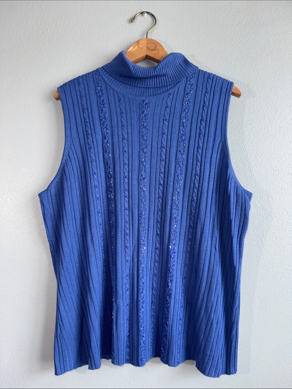 Requirements Women's Knit Top in Royal Blue with beaded details